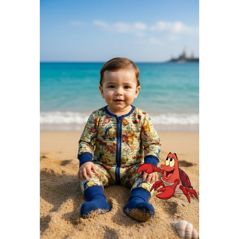 Little Mermaid Disney And Me Bamboo Zipper Pajamas 3-6 Months Under The Sea - Picture 7 of 7